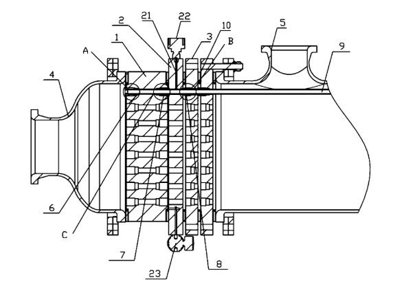 碳化硅換熱器外側(cè)密封裝置發(fā)明 碳化硅換熱器外側(cè)密封裝置發(fā)明